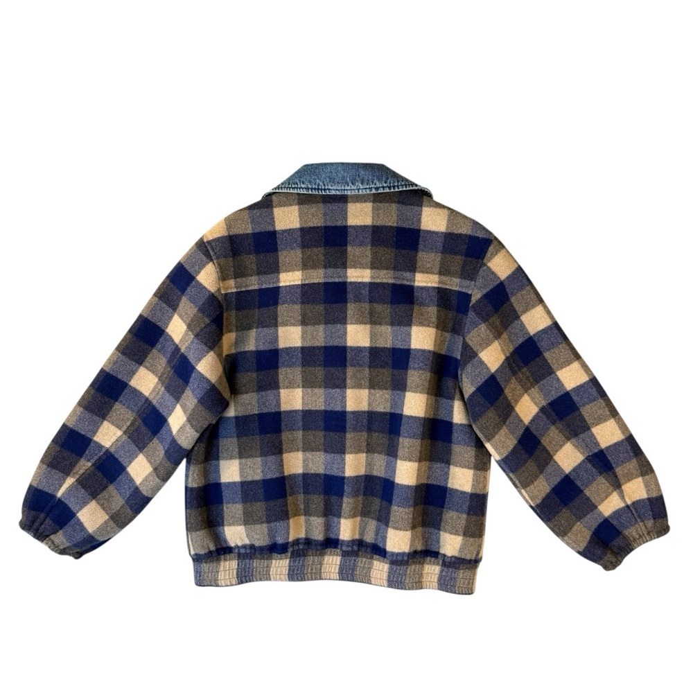 Sandro France Parisian-inspired Blue Checked Wool Denim Short Coat Sz French 36 - Picture 3 of 10